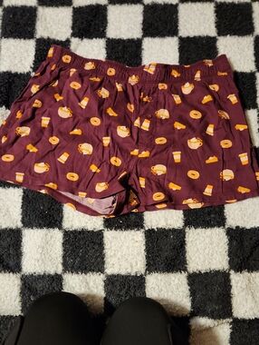 PINK Victoria's Secret Maroon Lounge Shorts with Orange Print